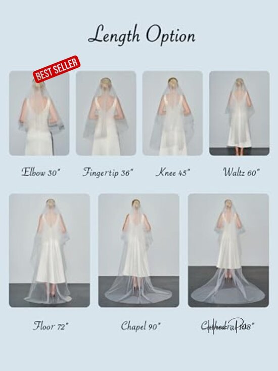 Tulle Bridal Veil with Comb, Simple Cut Edge, Lightweight, 1 or 2 Tier